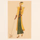 Art déco fashion illustration, gouache on paper, 93 x 52 cm