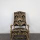 Louis XIII armchair with sheep bone in flame velvet