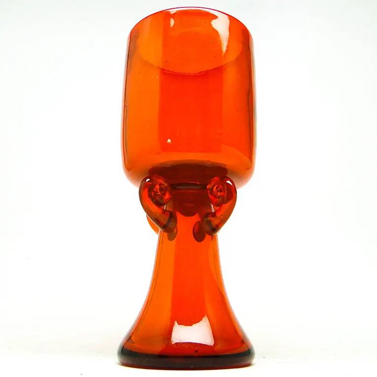 Modernism vase, orange glass, designed by J. Słuczan-Orkusz, Poland, 1970s