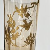 Vase en cristal à décor doré de branches et d'oiseaux, fin XIXe siècle