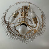 Lustre cascade en bronze et pampilles de cristal