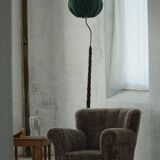 Organic Swedish floor lamp from the mid-century in burnt wood, Wabi Sabi, 1950s