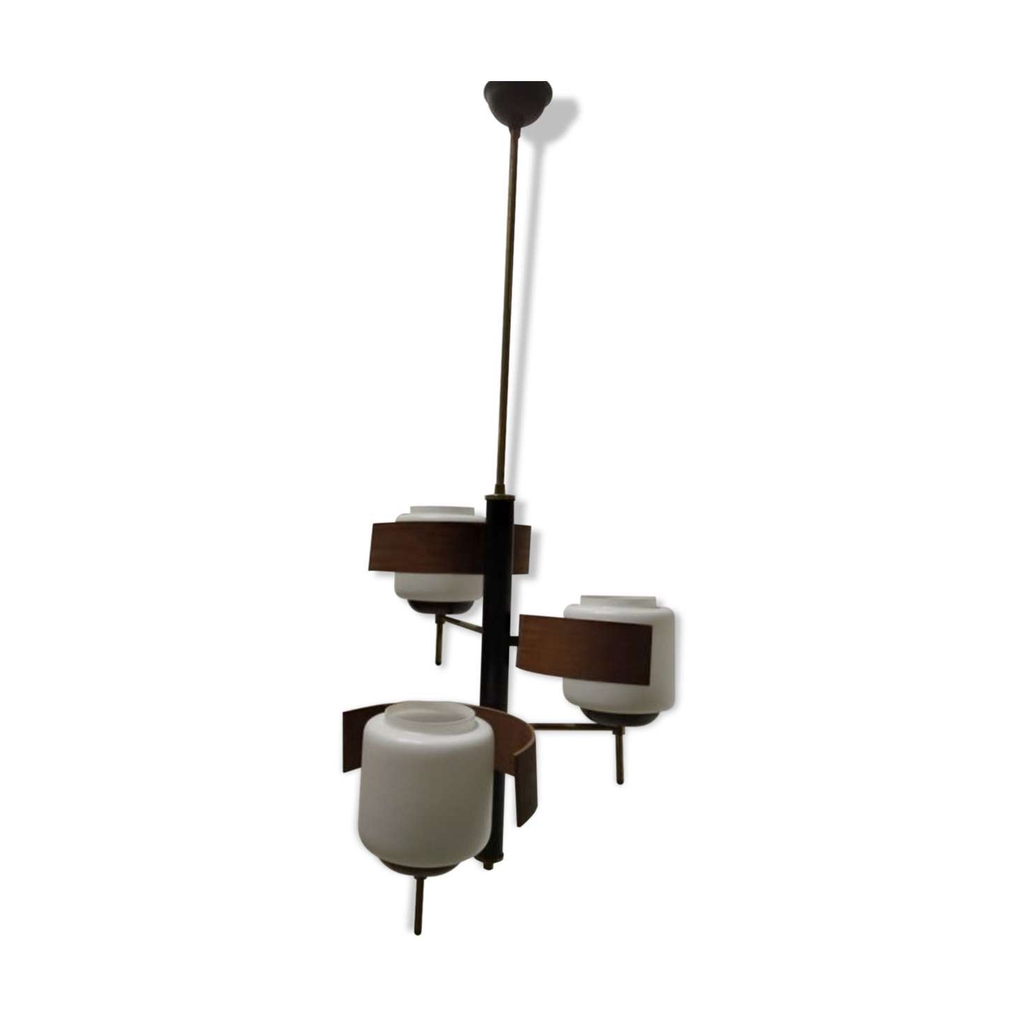 Opaline teck and brass hanging