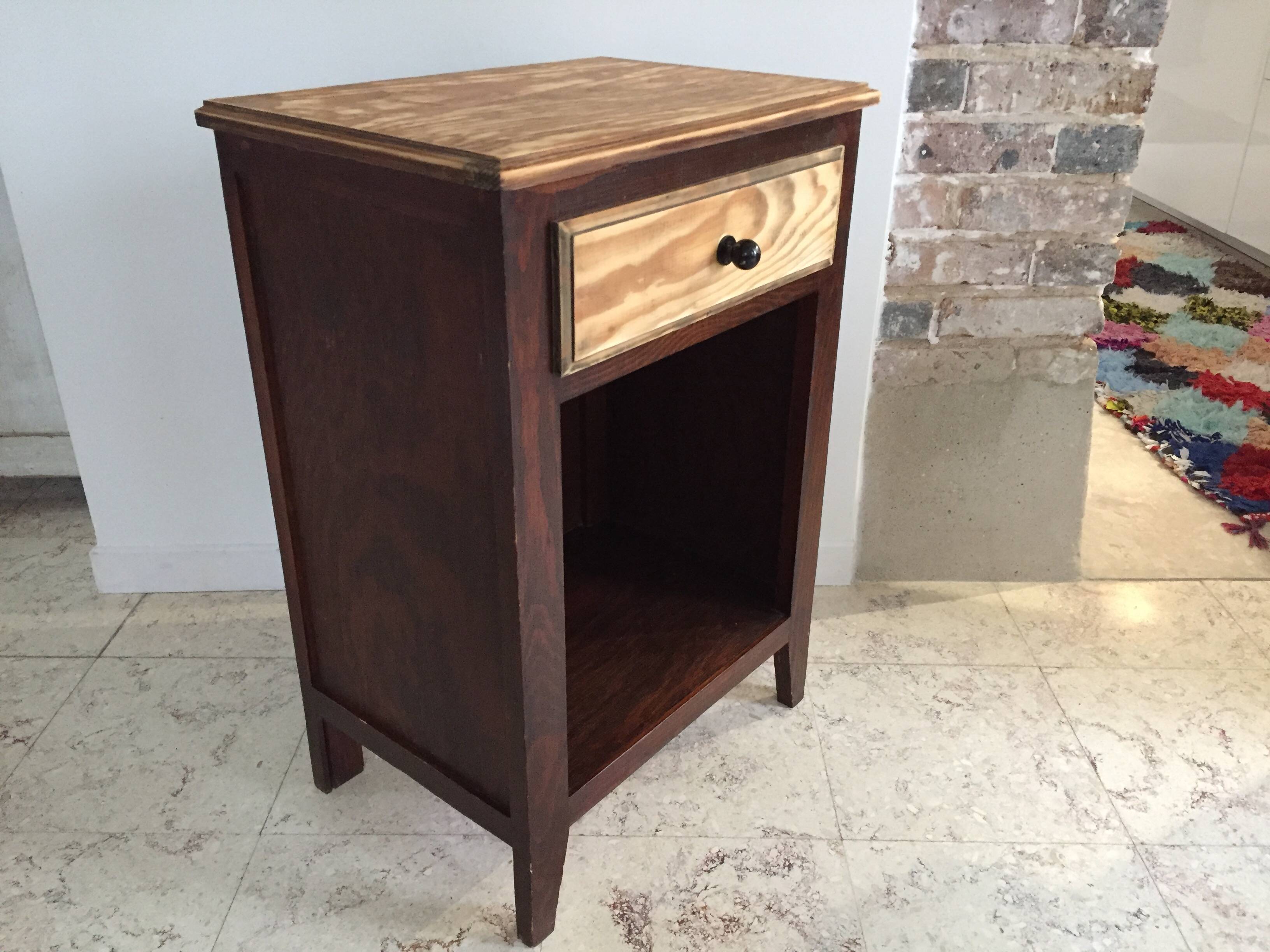 Vintage compas legs bedside table