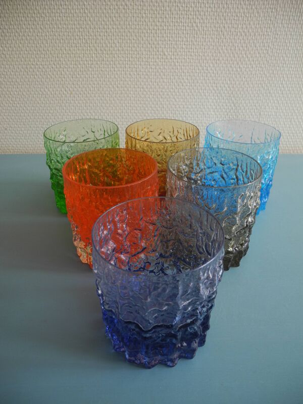 6 verres whisky vintage glasses Geoffrey Baxter Whitefriars