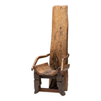 Brutalist Monoxylite Throne Chair, France, 19th Century