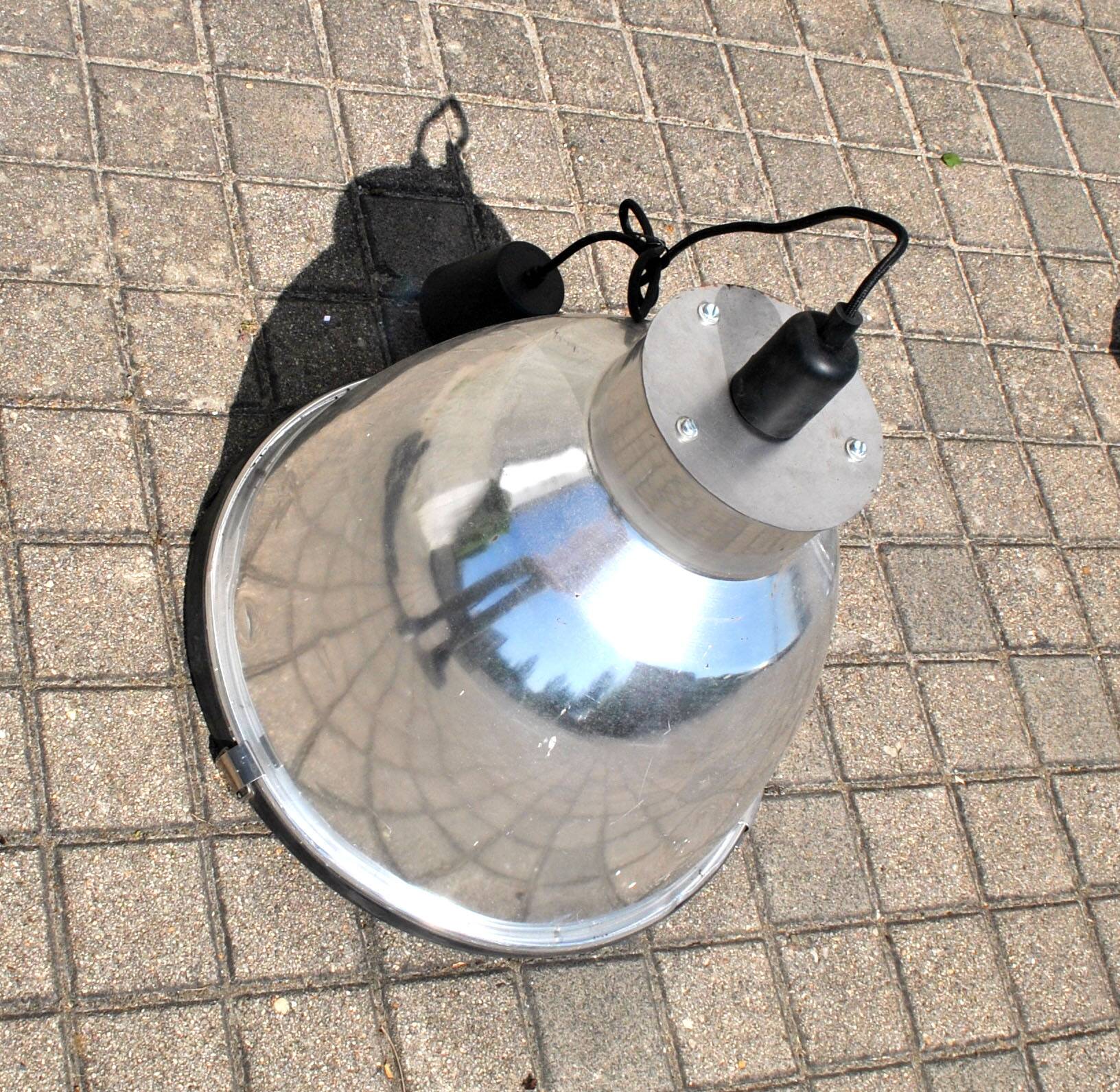 Industrial Workshop Pendant Lamp in Vintage Metal and Glass