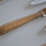 12 art deco silver metal dessert or cheese knives 20.5 cm AR monogram