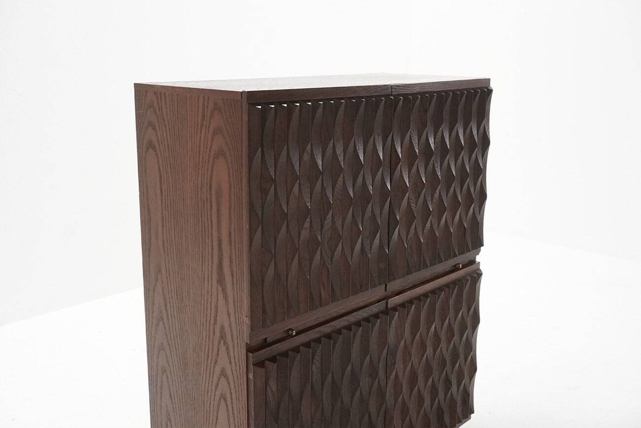 Vintage Brutalist Cabinet in Oak from Maison Aurora, Belgium, 1970s