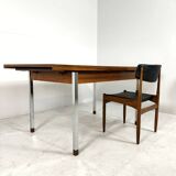 Extendable Vintage teak diningtable with Chrome legs by Alfred Hendrickx Belform