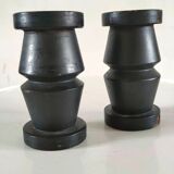 Pair of cast iron candle holders Scandinavian design 70s