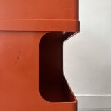 Multi-storage design serving trolley in orange abs, Stile italy 1970