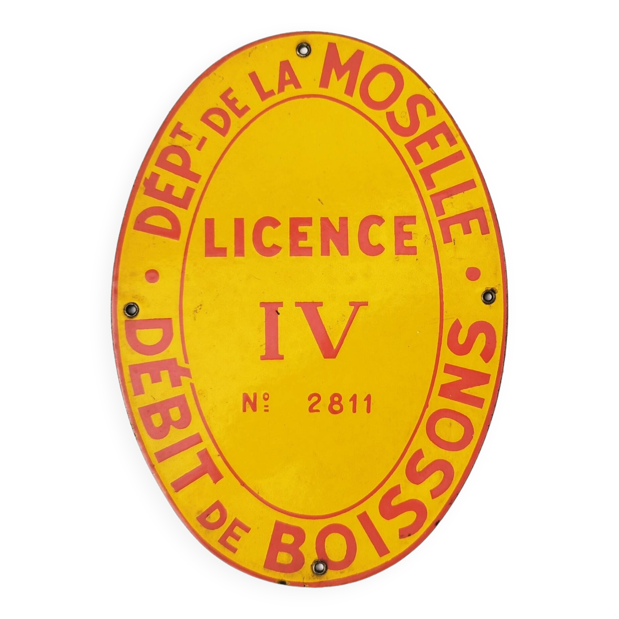 Enameled plaque License IV department of Moselle