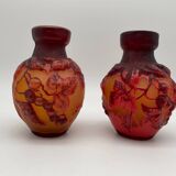 Paire de vases Tip Emile Gallé, pate de verre