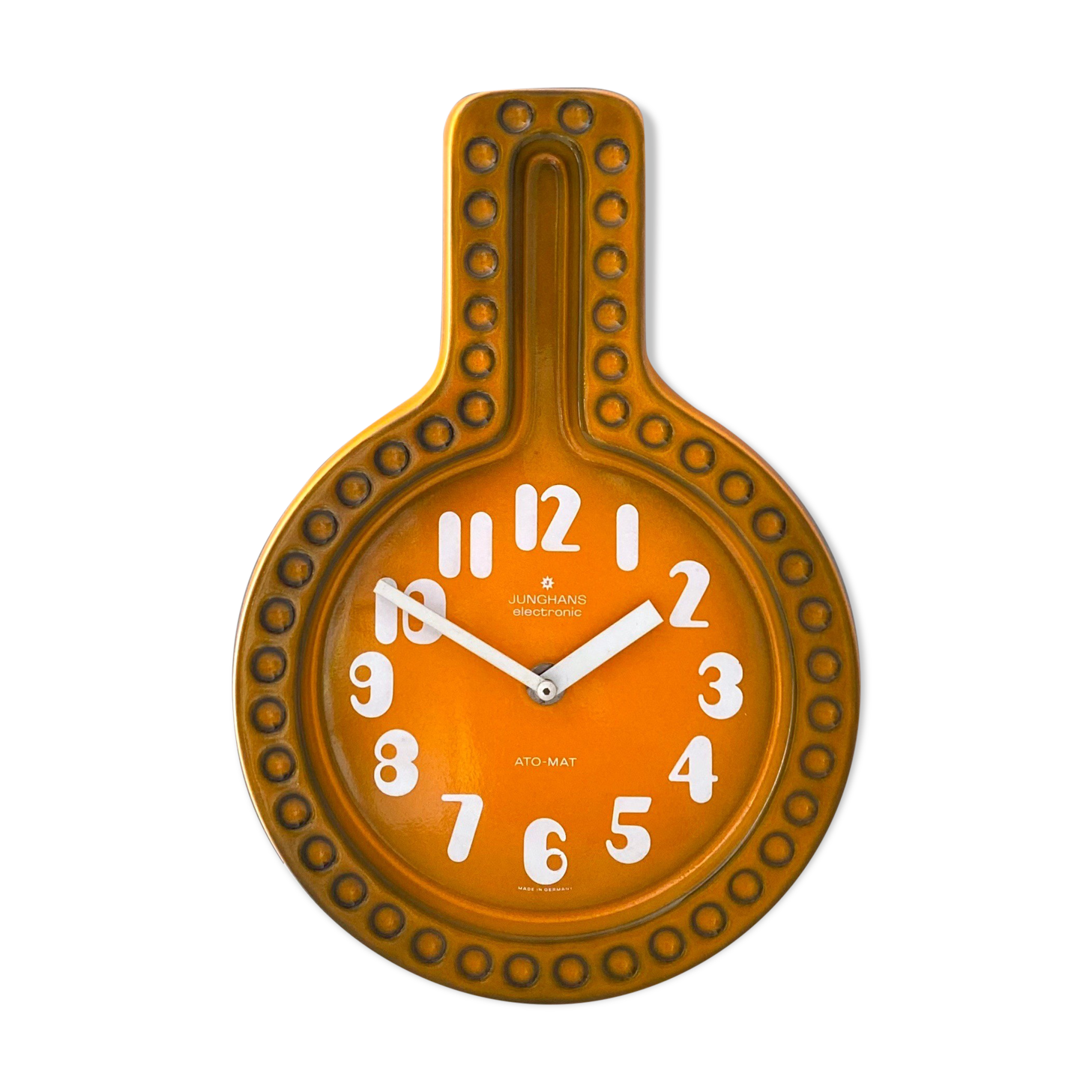 Vintage Wall Clock Junghans, Ceramic Clock, 70's Clock