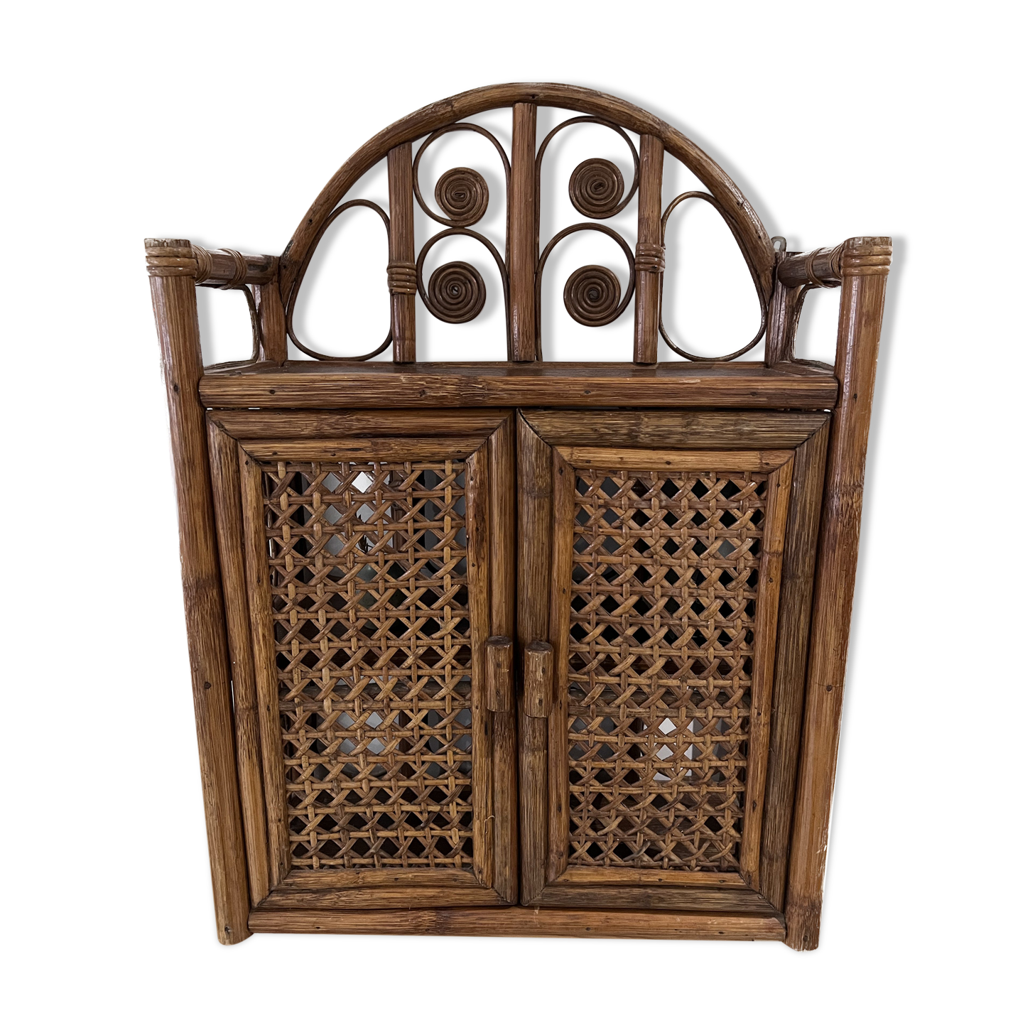 Vintage rattan wall shelf