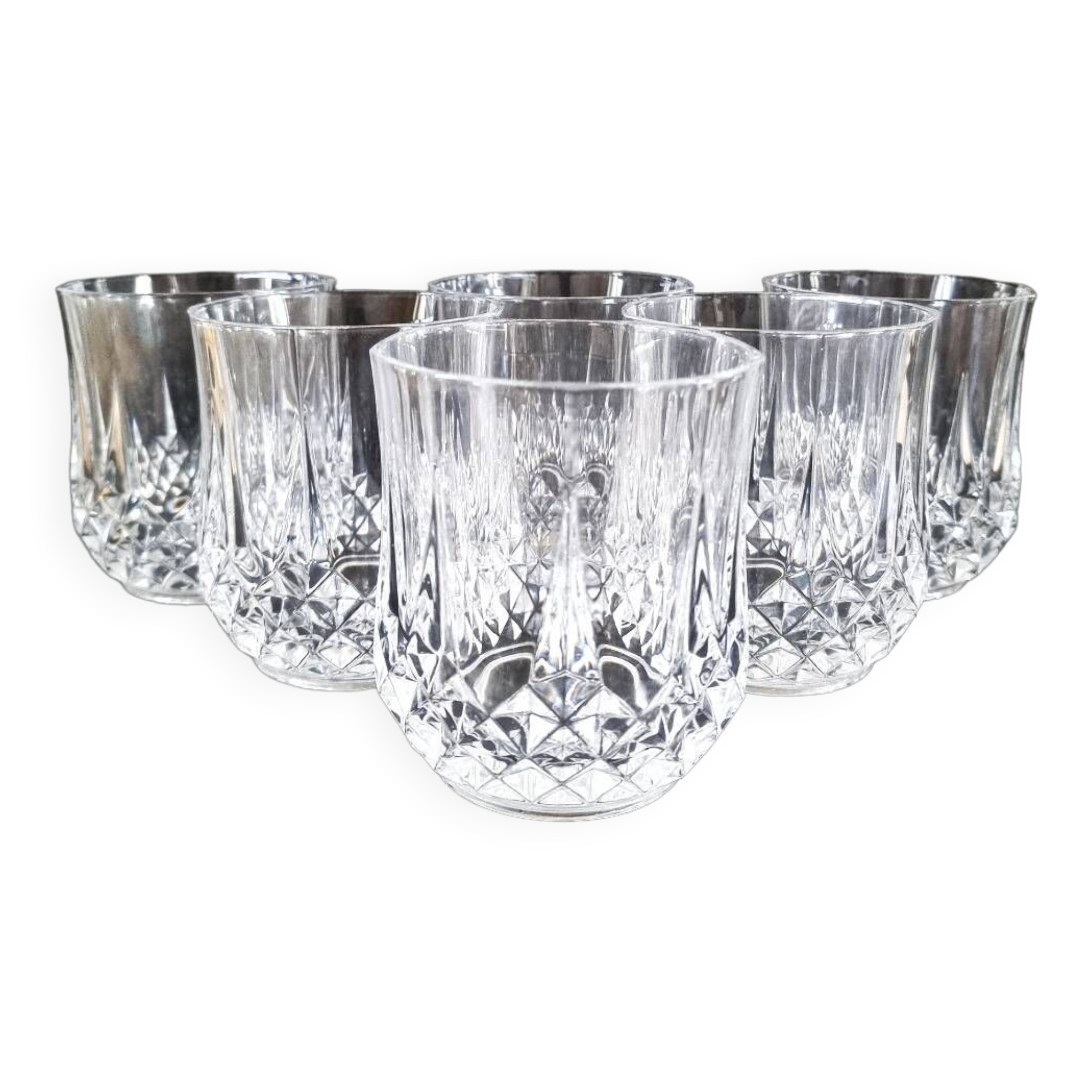 6 crystal whiskey/water glasses, Longchamp model