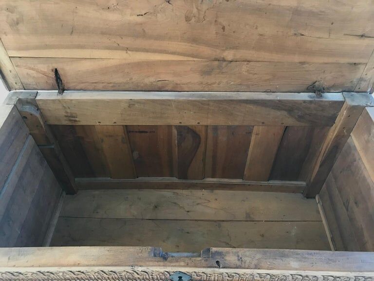 Antique Carved wooden chest with plant motif Renaissance period