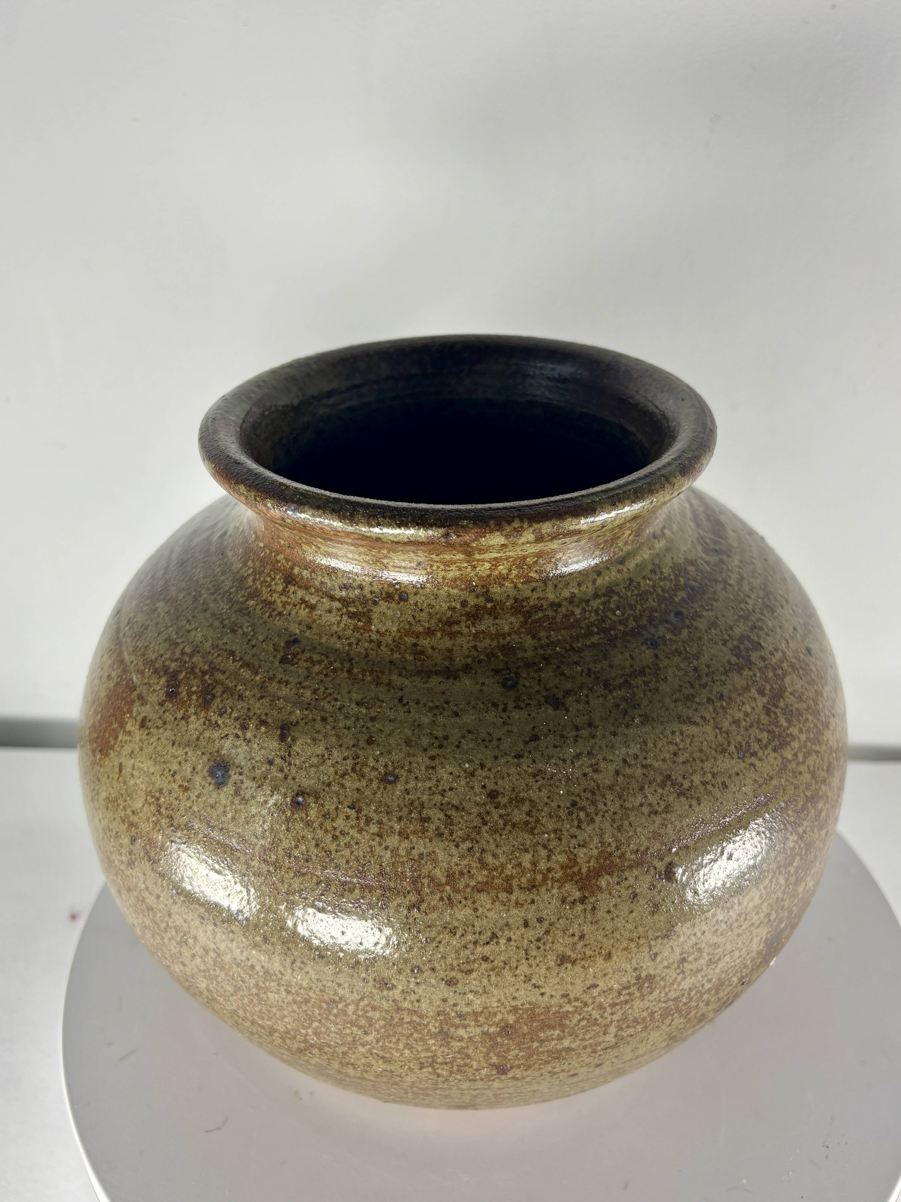 Round stoneware vase by Guy Baudat, France, Vintage 1970, XL