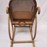 Vintage rocking chair child in rattan, canework