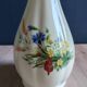 Vintage White Broken Ceramic Vase with Floral Pattern, Ribbed Vase