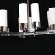 Modernist chandelier, chrome and opaline metal, mid-century france - 8 lights