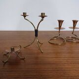 German filigree brass and copper candleholders, 1960s, set of 3
