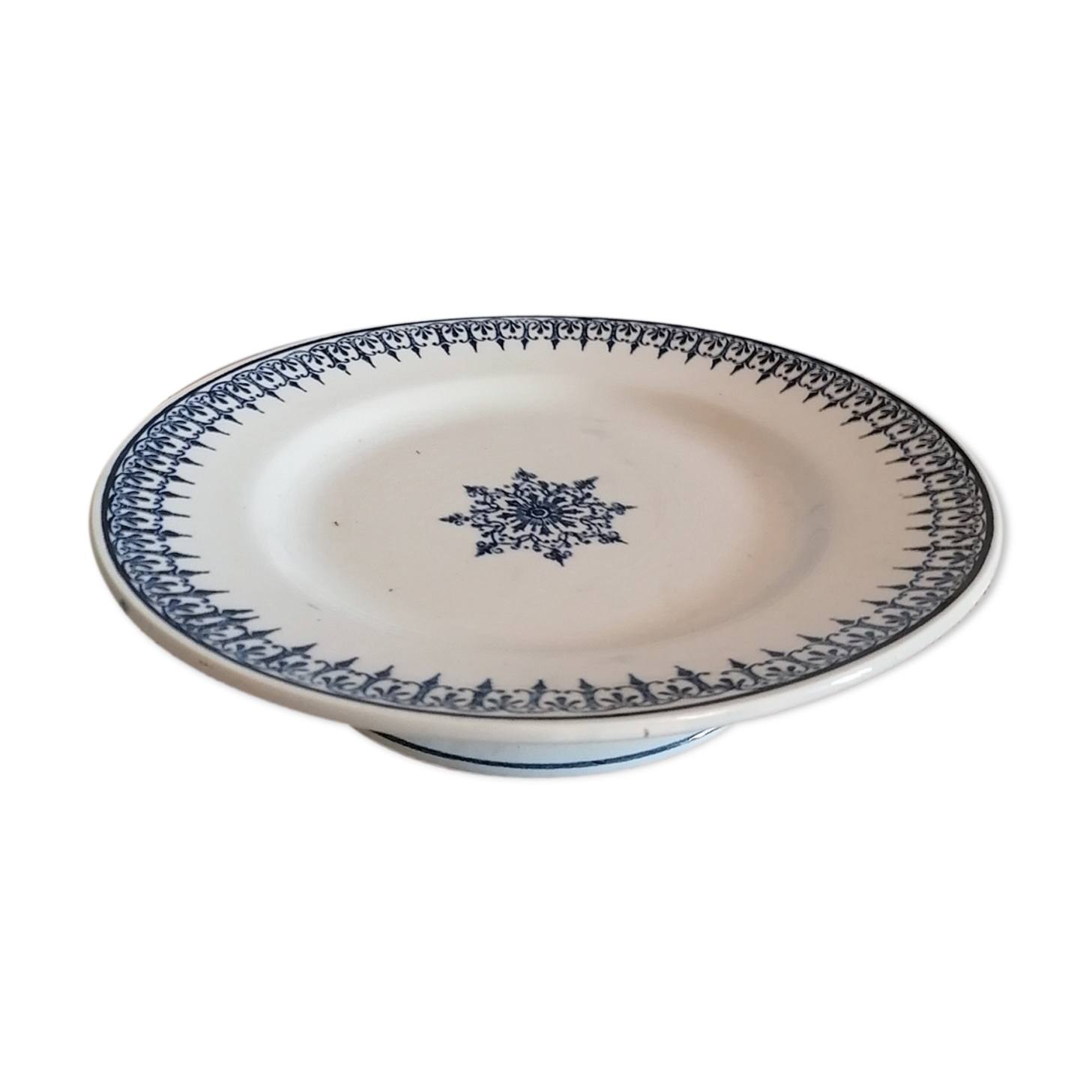 Piedouche cake dish, Saint Amand primax model, blue