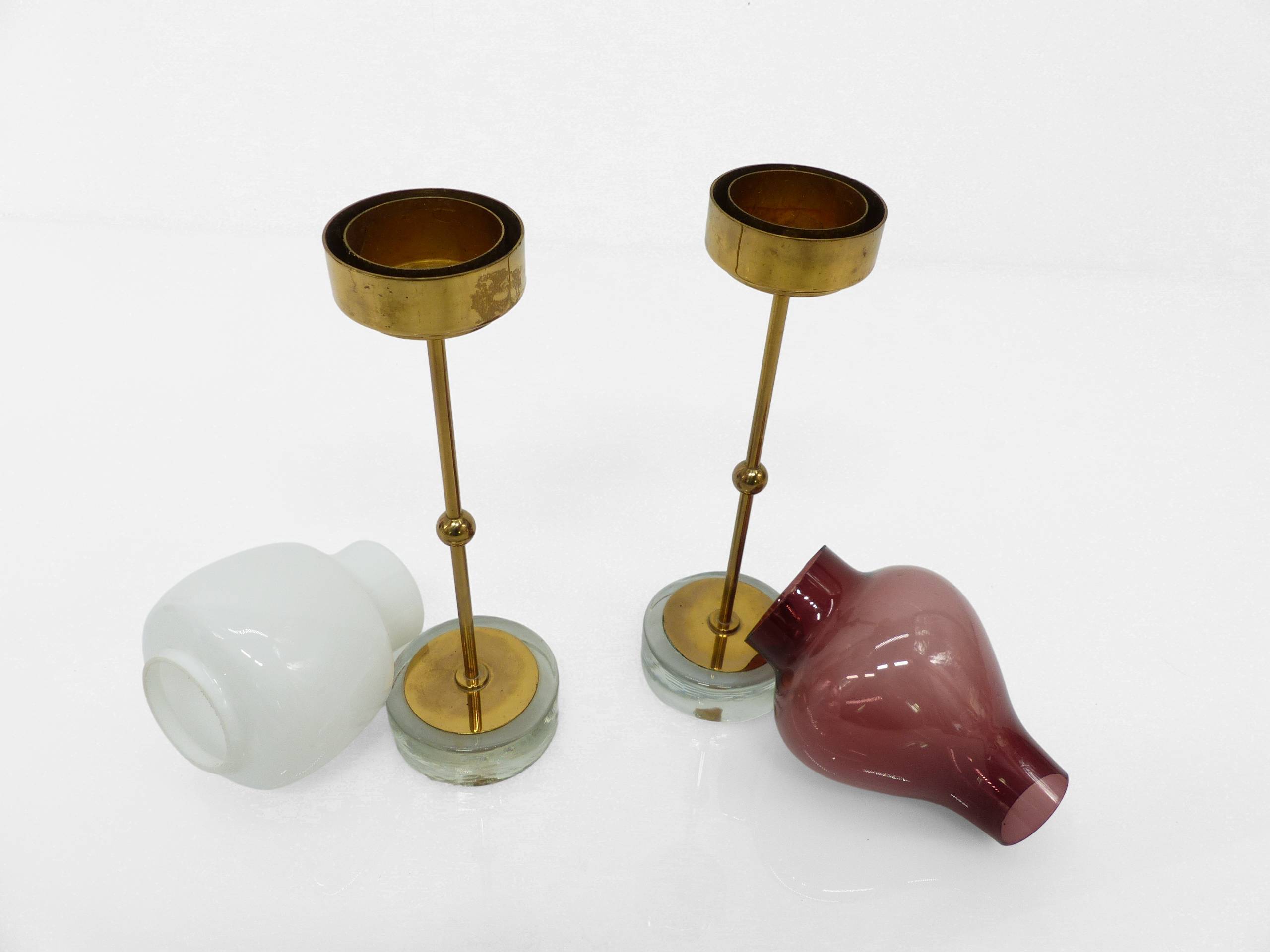 Pair of Scandinavian tealight holders Gunnar Ander for Ystad Metall, Sweden 1950