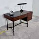 French modernist desk from the 1950s with 2 drawers, 1 cabinet, and 1 container.