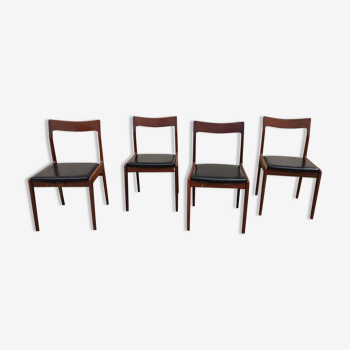 Ensemble de 4 chaises en teck style scandinave années 60