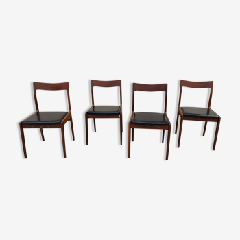 Set of 4 teak chairs scandinave style 60s