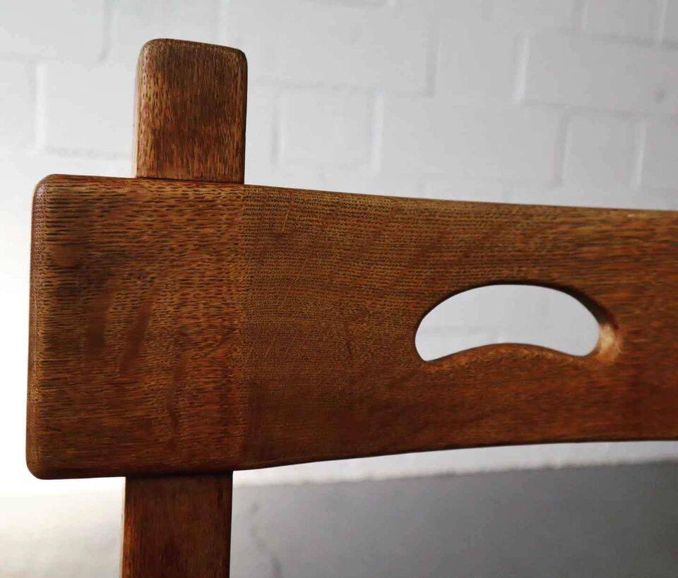 Set of six brutalist, rustic dining chairs