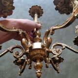 Lustre en bronze de style Louis XV Rococo 6 branches