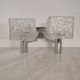 Vintage wall light in textured moulded glass and chrome metal.
