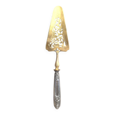 Silver cake server with gilded metal, pierced blade, 19th century.