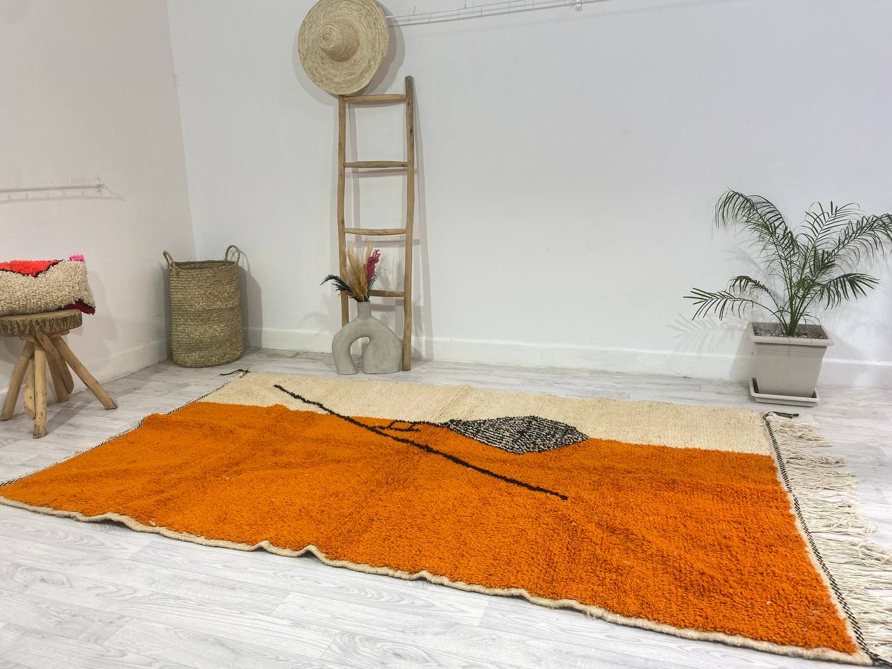 Handmade Moroccan Berber carpet 252 x 152 CM