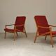 Pair of Jiri Jiroutek red armchairs by Intérier Praha