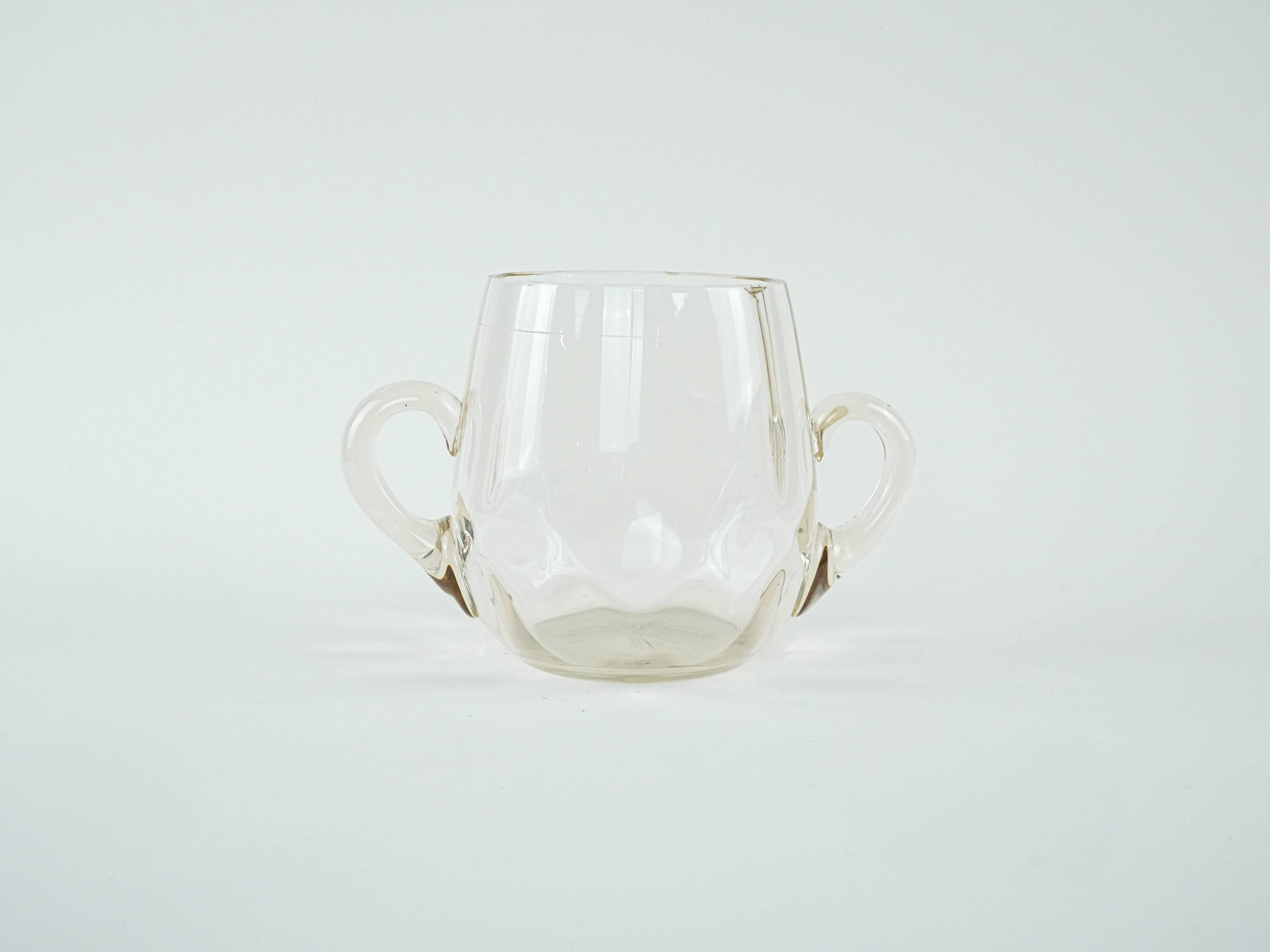 Glass ice bucket, Italian design, 1970s, made in Italy