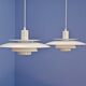 Set of 2 danish hanging lamps in white and off white by Lyskaer, 1970s