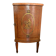 Table d'appoint loupe de bois, marqueterie, médaillon, plateau marbre