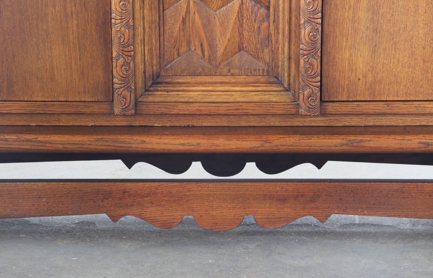 Vintage Danish Baroque Brutalist Style Oak Cabinet 1960s