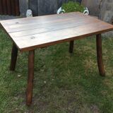 Brutalist vintage table in solid oak
