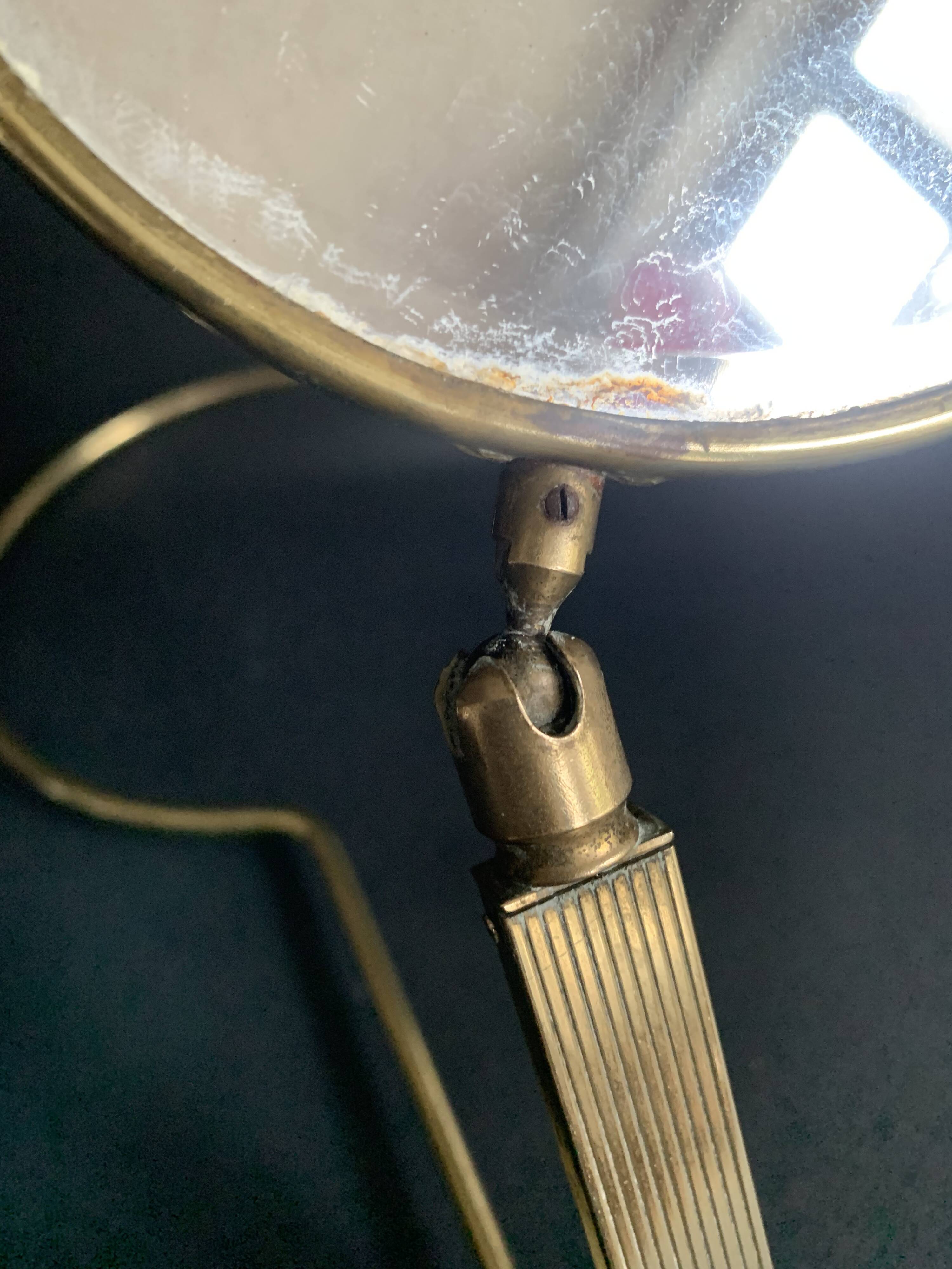 Adjustable table mirror in gilded brass, 1950, France