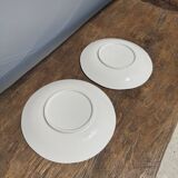 Set of 2 earthenware plates with blue decoration of a bridge and castle