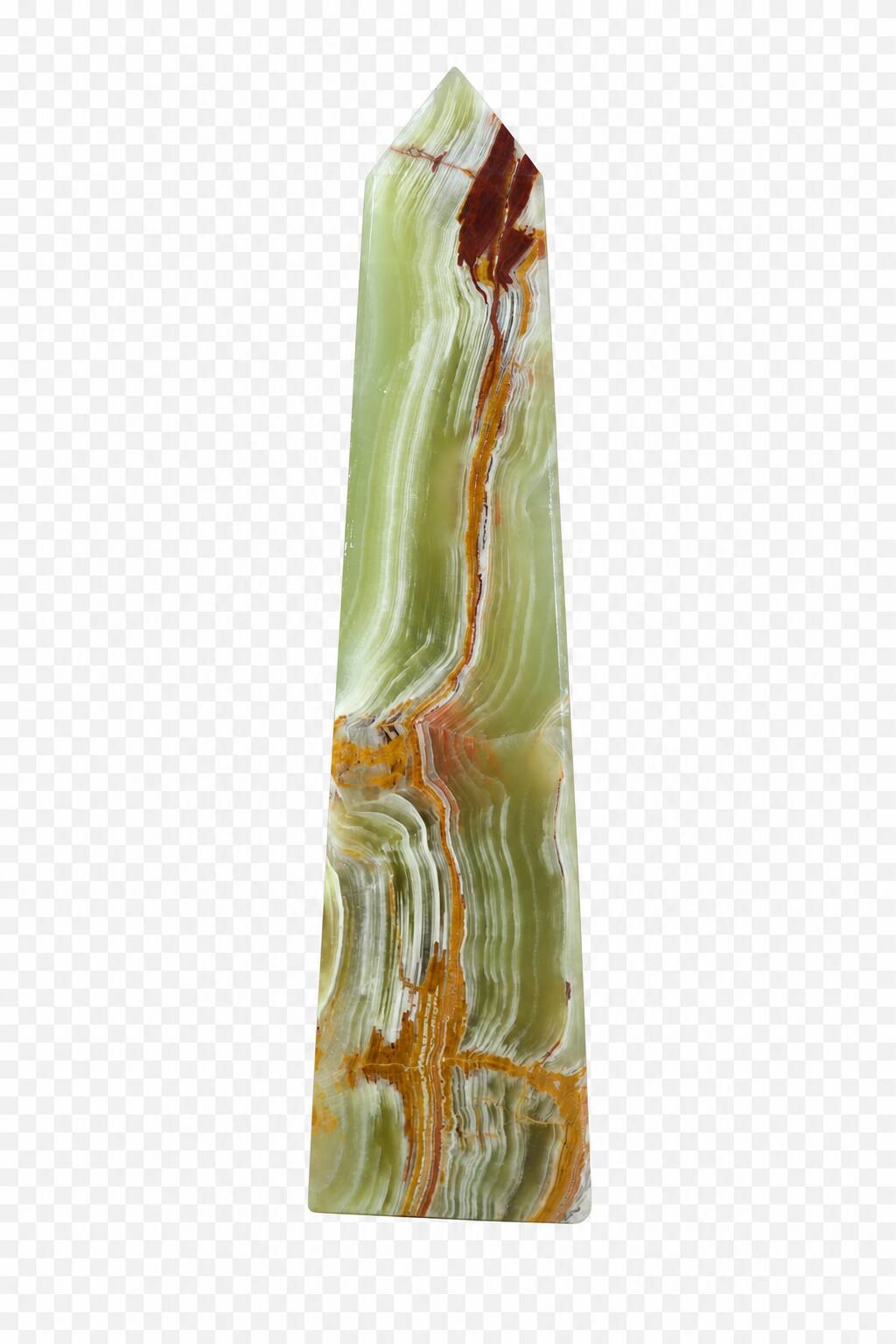 Green onyx obelisk (21cm), decorative piece