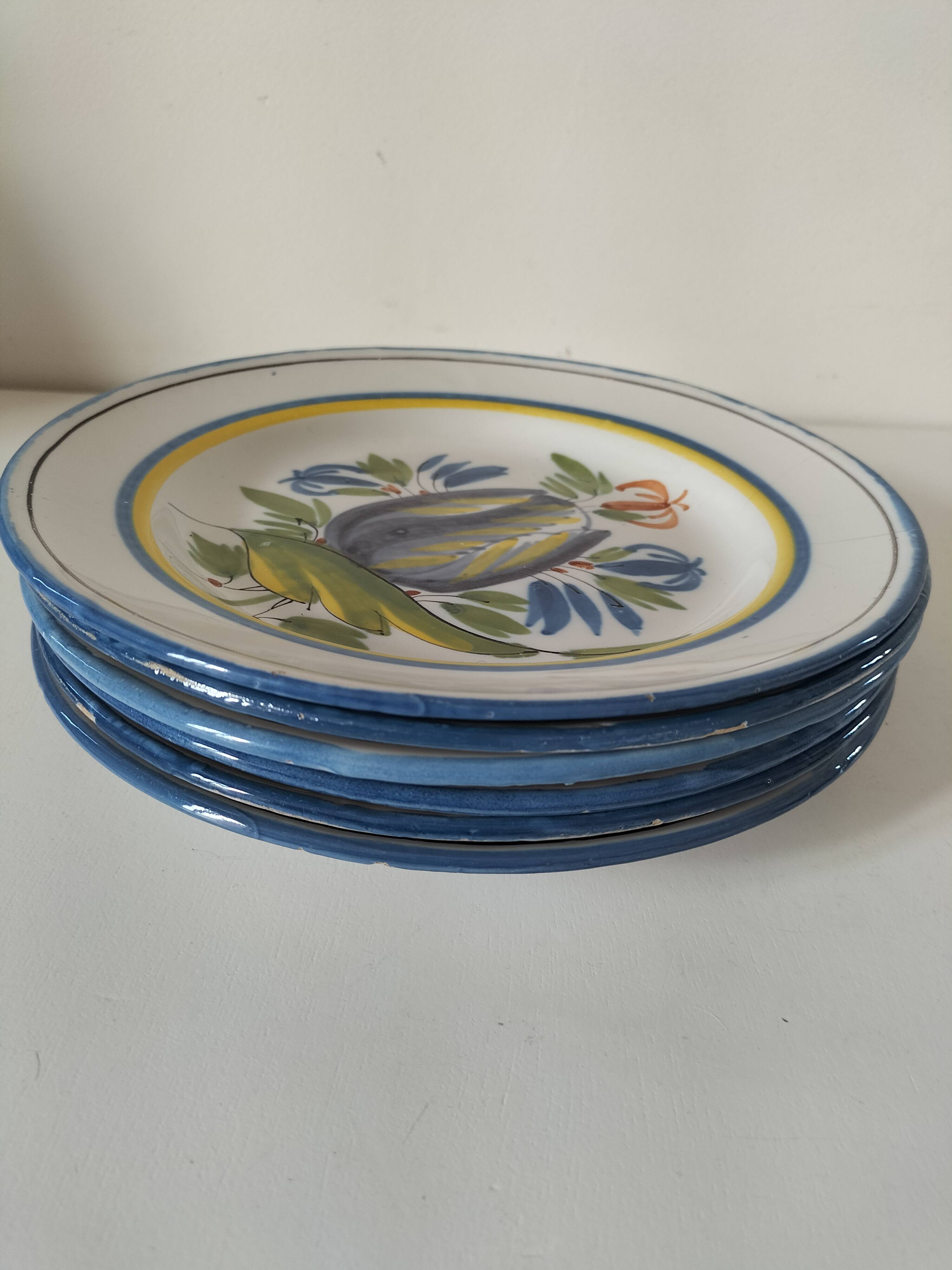 6 earthenware plates from the East - vintage 1960s