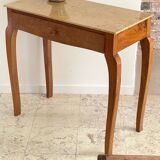 Vintage wood and marble console desk