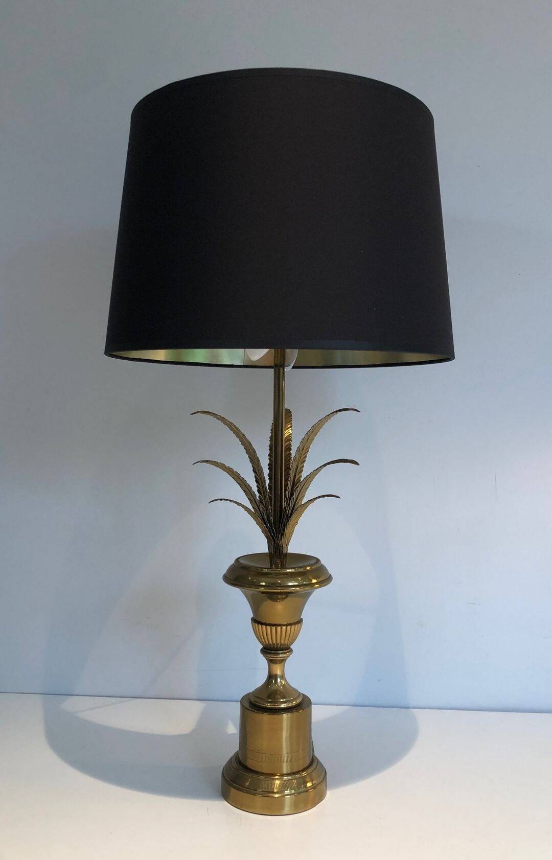Neoclassical Palm Tree Table Lamp in Brass in the Style of M