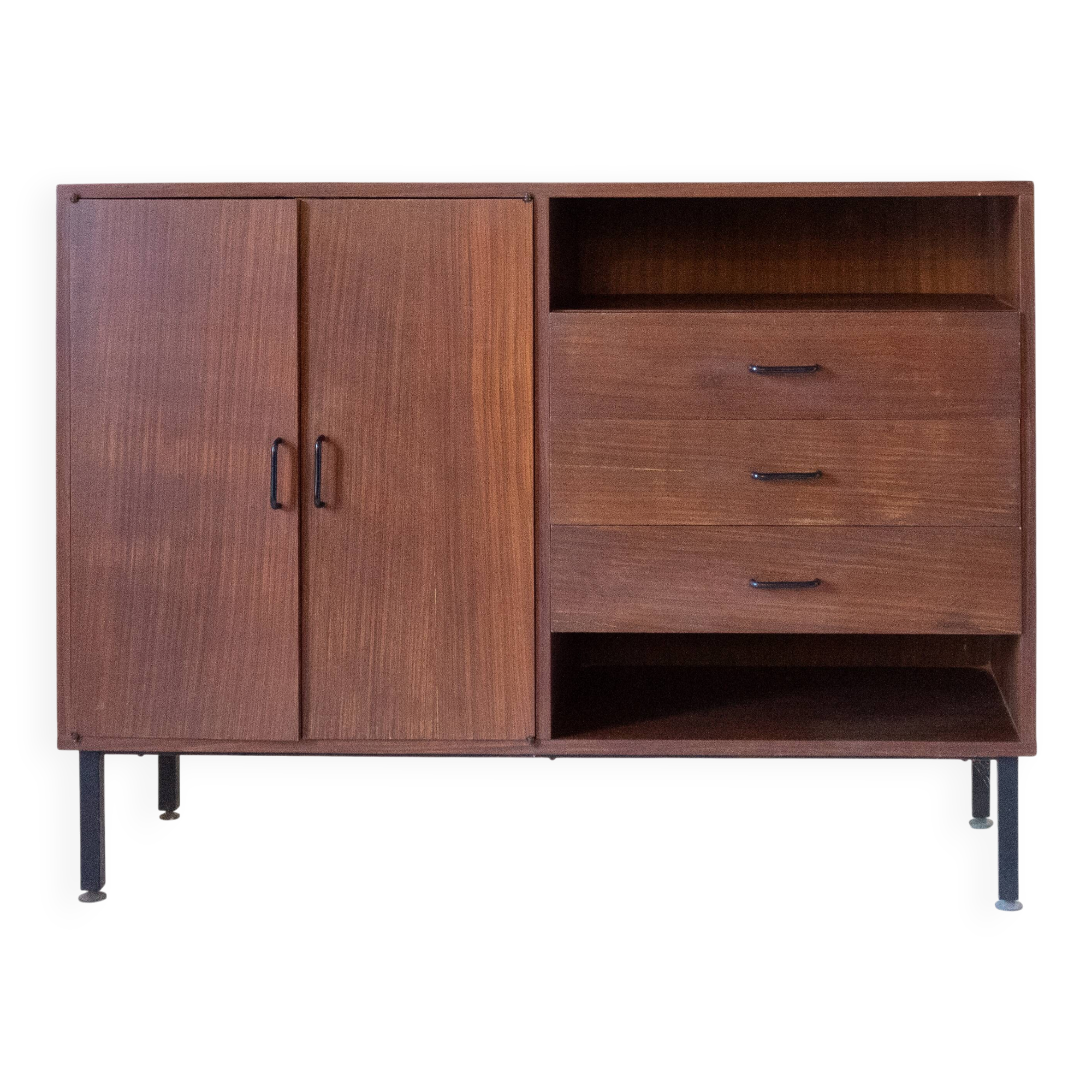 Mid Century Modern Rosewood Sideboard with Drawers, Italy 1970s